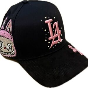 Black Cap with Pink LA CASHED OUT MONSTERS labubu